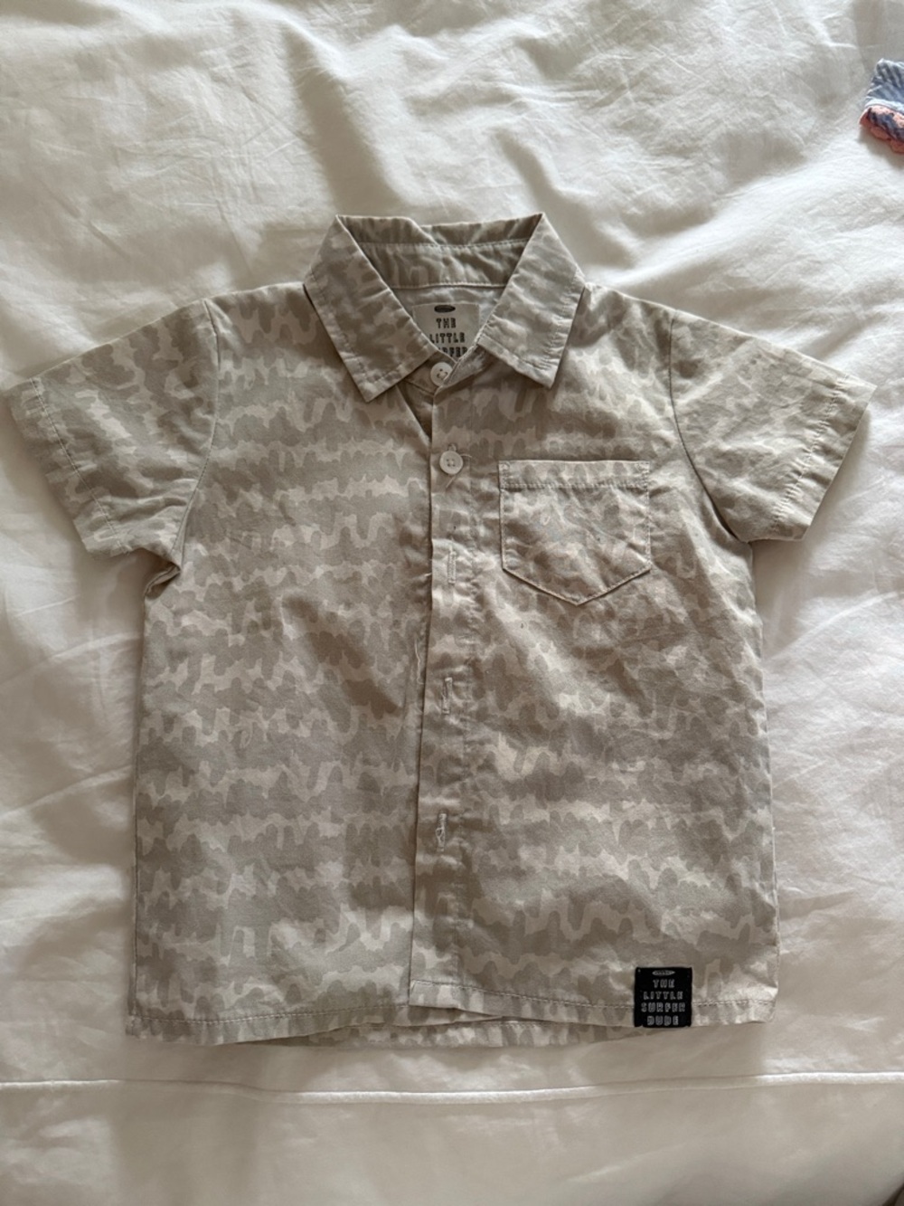 The Little - Boys' Short Sleeve Beige Camo Button-Down Shirt